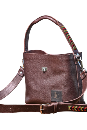 Abelo Leather Mini Bucket Handbag - Beaded