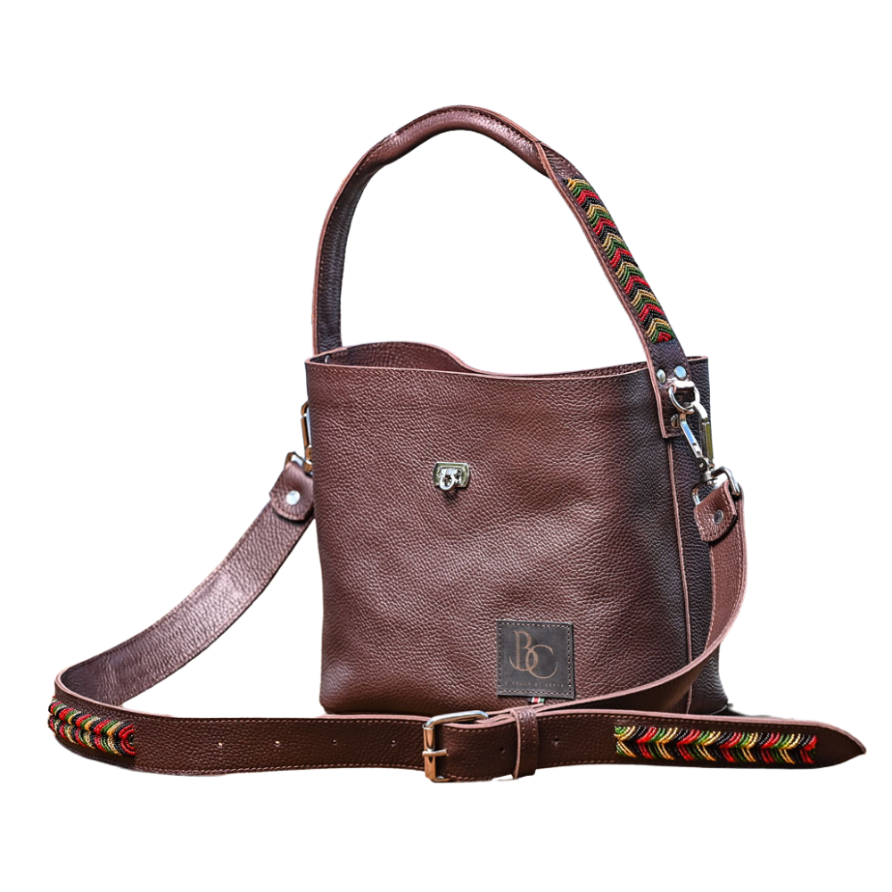 Abelo Leather Mini Bucket Handbag - Beaded